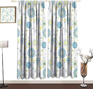 Muyindo - Cortina de fondo amarilla y azul para recámara, diseño de