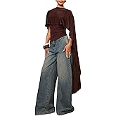 MakeMeChic Women's Poncho Tops Cape Shirts Asymmetrical Ruched Business Casual Outfits