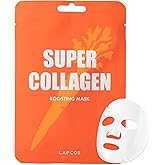 LAPCOS Super Collagen Sheet Mask – Hydrating Face Masks w/Peptide Complex, Vegan Collagen, Niacinamide & Hyaluronic Acid – Revitalizing & Firming Korean Skincare Paraben-Free, Cruelty-Free (10 Pack)