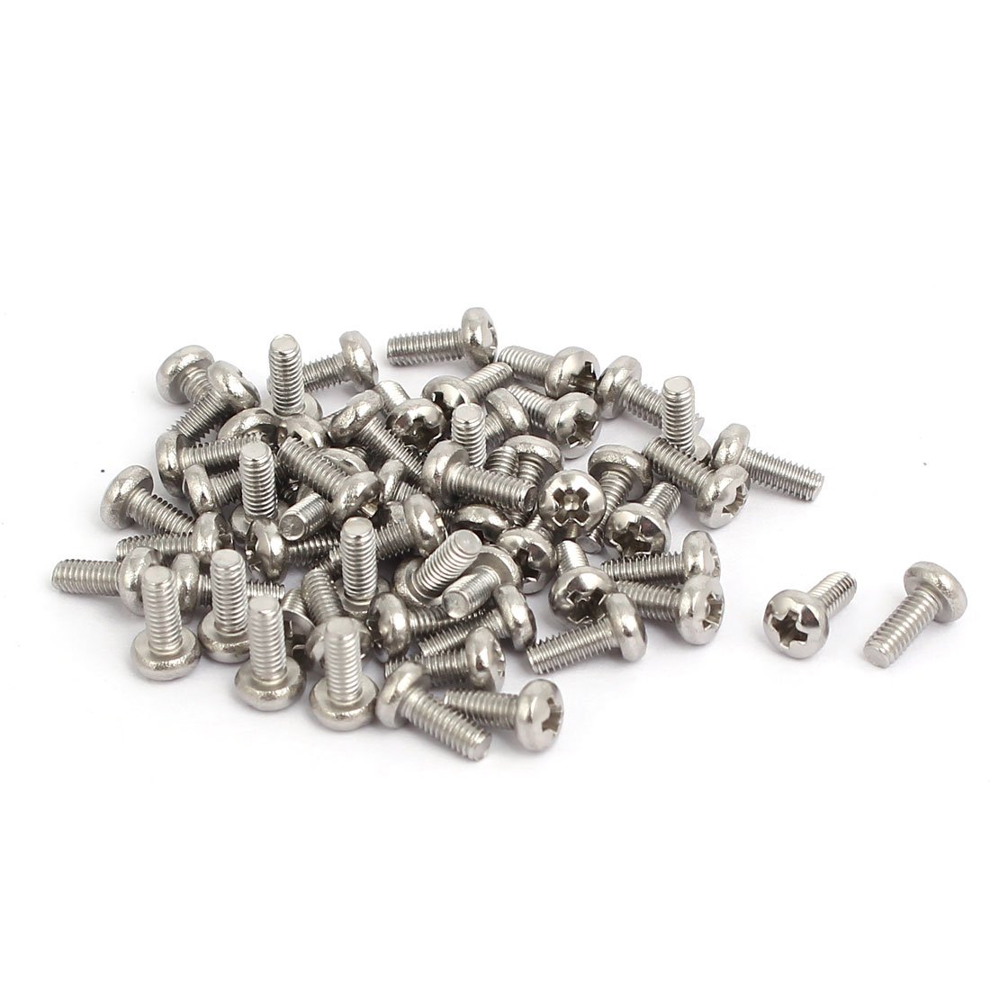 Sourcingmap M2.5x6mm 316 Stainless Steel Phillips Socket Pan Head Machine Screws 60pcs
