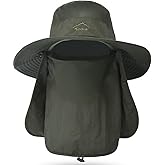 Fishing Hat for Men & Women, Outdoor UV Sun Protection Wide Brim Hat with Face Cover & Neck Flap