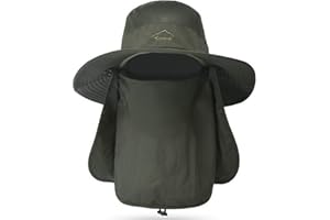 OUTRIP Fishing Hat for Men & Women, Outdoor UV Sun Protection Wide Brim Hat with Face Cover & Neck Flap