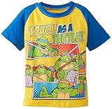 Teenage Mutant Ninja Turtles Little Boys' Toddler Short Sleeve Raglan T-Shirt, Yellow, 5T