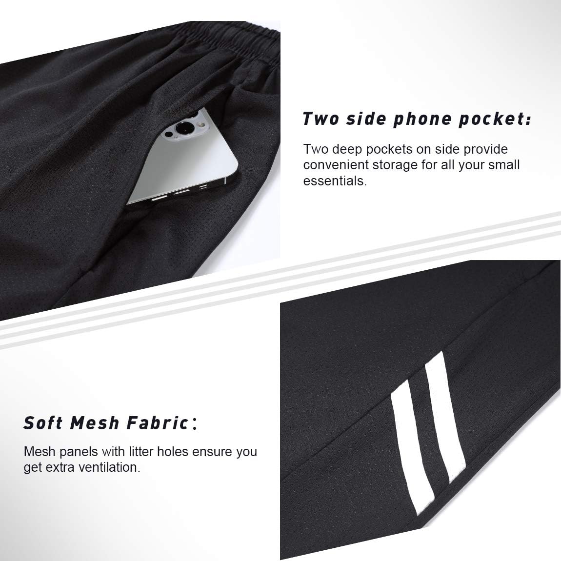 Runhit 3 Pack Athletic Workout Shorts for Men with Pocket 9 inch Men's Gym Running Basketball Shorts: Clothing