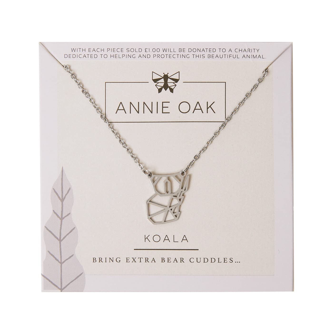 Annie Oak Womens 316L Stainless Steel 925 Silver Geometric Koala Princess Length Necklace