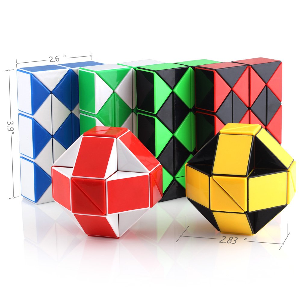 Magic Snake Cube Twist Puzzle Collection of 6 Fun Snake Toys Kids Magic Sets for Children 24 Wedges - 3Pair - Ganowo