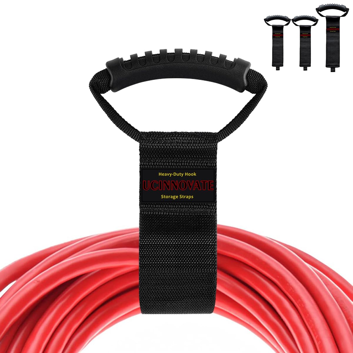 Easy Carry Extension Cord Holder Organizer, Heavy Duty Storage Straps Hook and Loop Cord Carrying Strap, Hanger, and Organizer with Handle for Pool Hoses, Garden Hoses, Cords, Cables ect. (3 Pack)