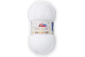 HIVEROOTS 1 Skein/Pack Himalaya Dolphin Baby Chenille Yarn, Each Ball 100 gr (3.5 oz), 120 m (132 Yards), 100% Polyester, Super Bulky Baby Blanket Velvet Amigurumi Yarn, 80301 - Snow White