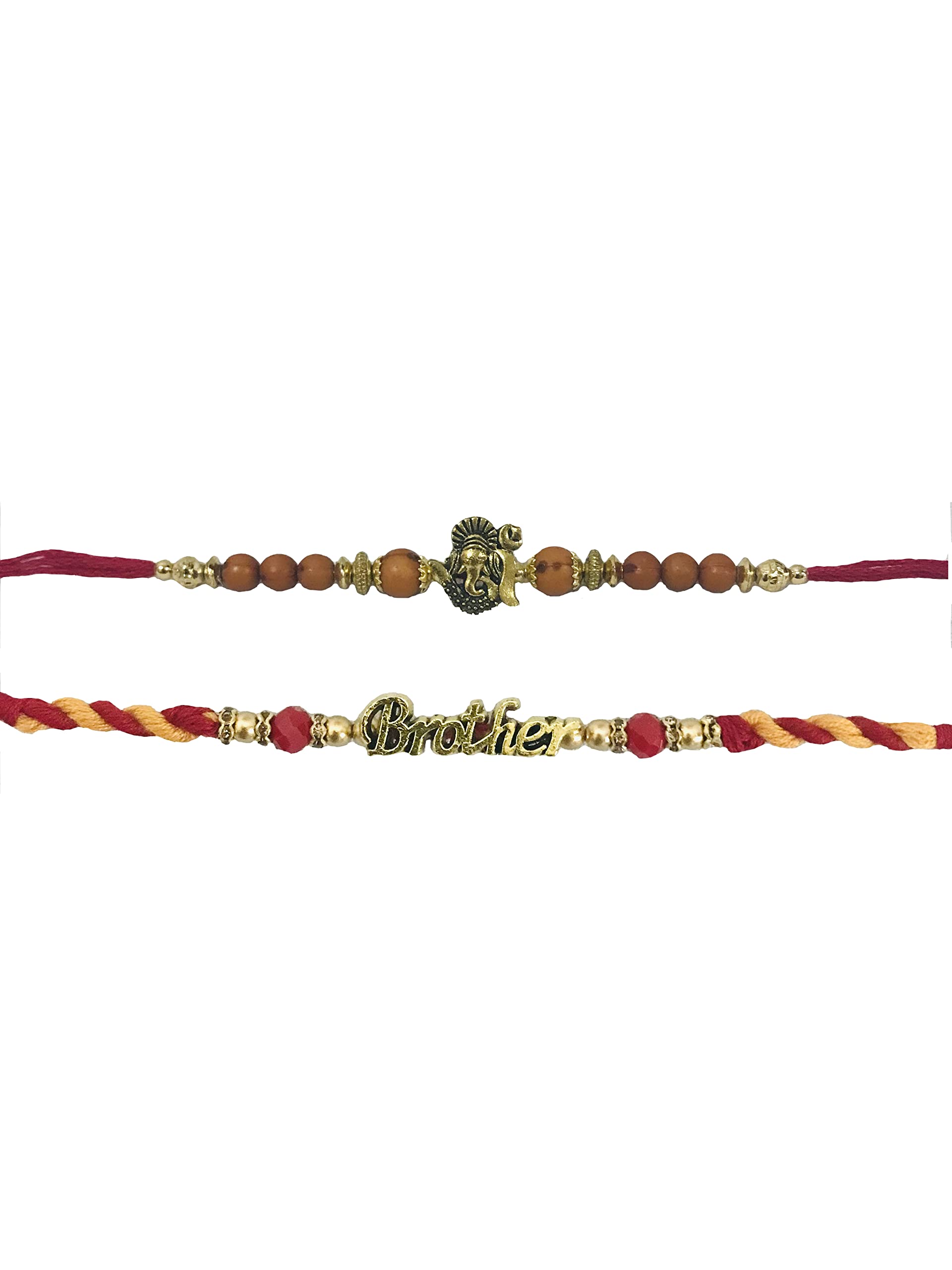 Combo Rakhi Brother and Ganesha Rakhi for Brother Thread Raksha bandhan Rakhi Fancy Rakhi Bracelet Designing Moli Rakhi Wrist bands for Sibling loving Brother Sister, Bro, veera pack of 2