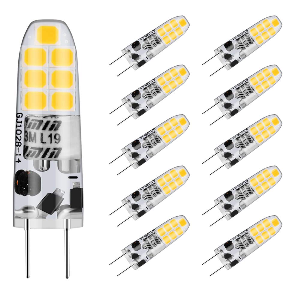 Auting 2W G4 LED Bulbs, LED 2W 3000K Warm White LED Bulbs Light Bulb Replacement for 20W Halogen Bulus 12V AC/DC, 360 °Beam Angle, No Flickering Non-Dimmable Energy Saving Bulb, 10PCS
