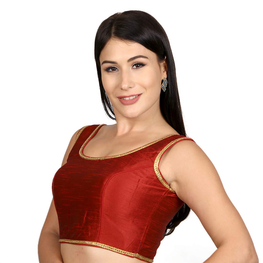 rinkoo women's dupion silk princess cut readymade saree blouse