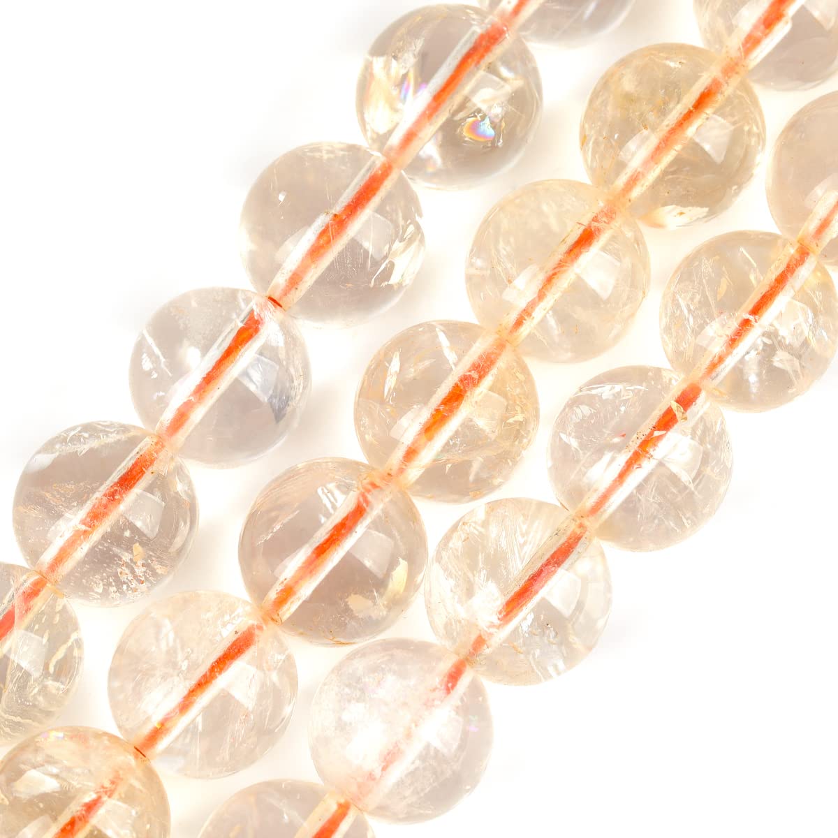GEM-Inside Natural 12mm Citrine Round Gemstone Semi Precious Loose Beads for Jewellery Making 15''