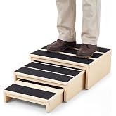 Sintuff Wooden Nesting Exercise Step Platform, Non-slip Wooden Step Stools, Heavy Duty Workout Steps for Balance &amp; Stability Training, 330 Lbs Weight Capacity