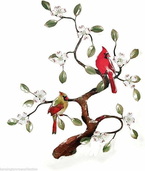 Amazon Com Wall Art Cardinal Pair In Flowering Dogwood Tree Metal Wall Sculpture Bird And Floral Wall Decor Everything Else