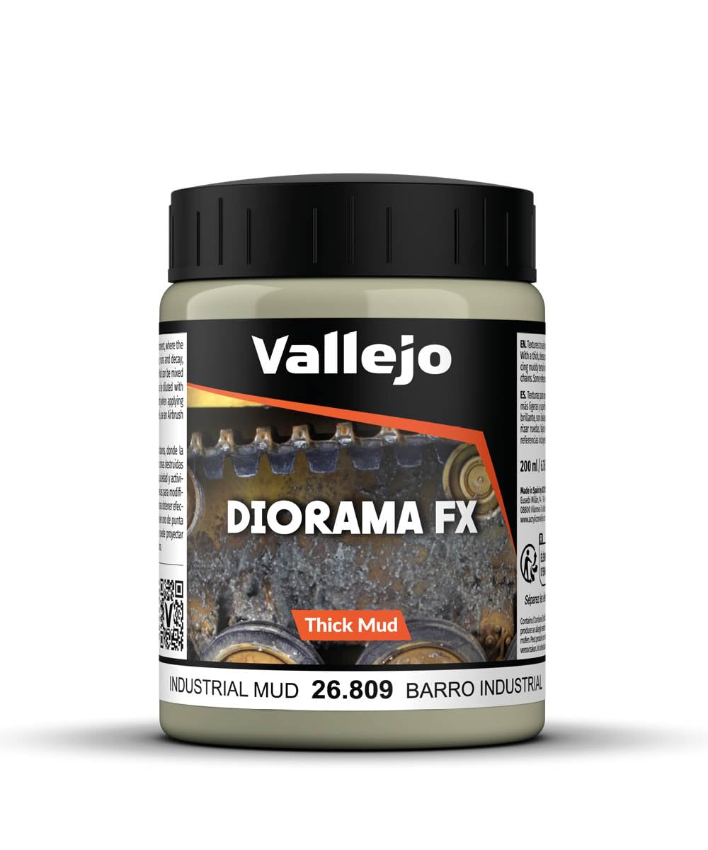 Vallejo Weathering Effects Acrylic Paint, 200ml, Realistic Finish for Simulating Mud and Rust Textures in Model Making