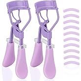 ODELY Eyelash Curler with Pads, Lash Curler 2 Pcs with 10 Extra Silicone Replacement Pads, Comfortable Grip for Effortless Curling – Eyelashes for The Perfect Eye Contour (Hyacinth Purple)