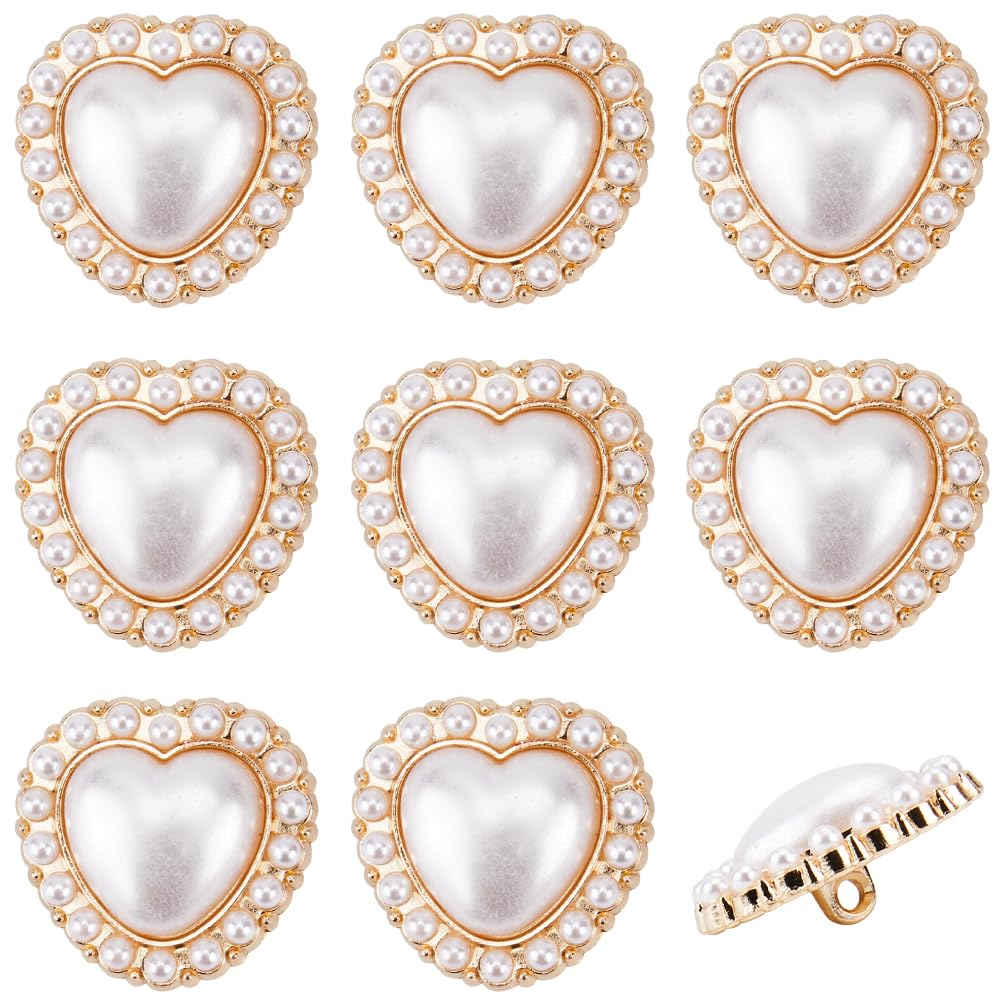 GORGECRAFT 15Pcs Heart Pearl Buttons Gold Heart Shape Buttons Faux Pearl Buttons Alloy Decorative Buttons Pearl Peach Heart Button for Clothes Cardigans Coat Sweater Suit Craft Projects