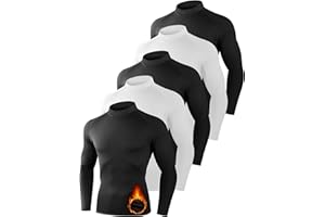 Dalavch 4/5 Pack Thermal Compression Shirts for Men Mock Turtleneck Long Sleeve Running Undershirt Base Layer Tops for Winter