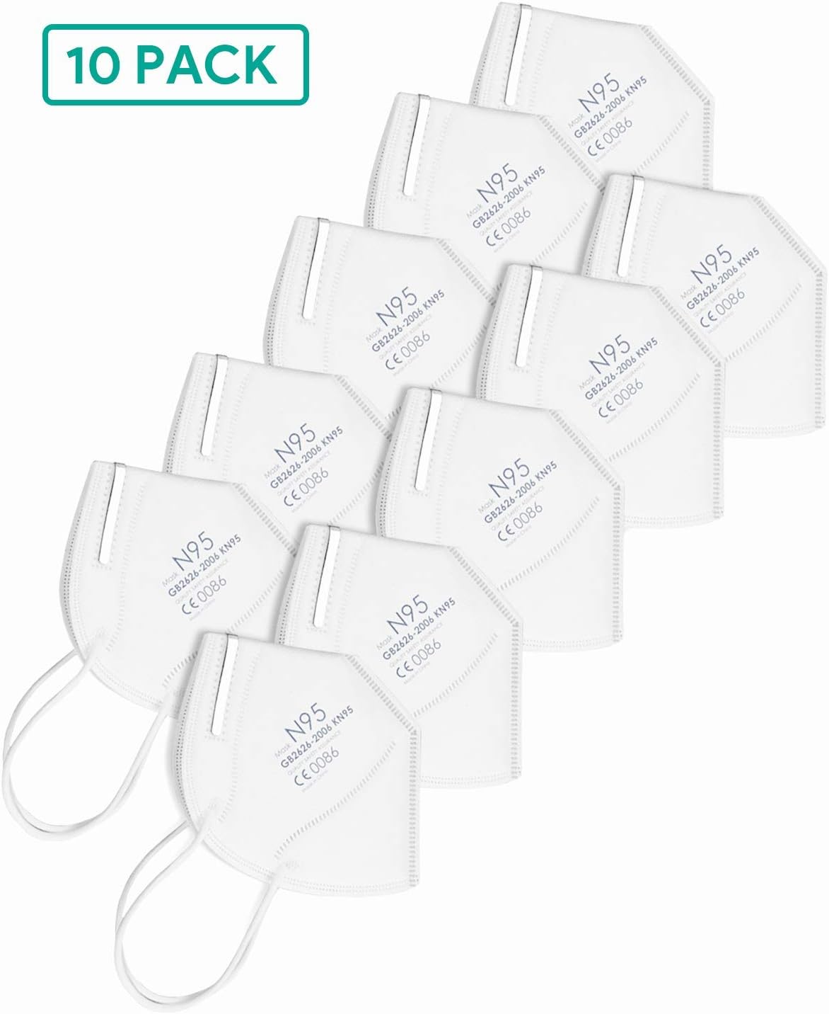 AFAC 10PCS N95 Face Mask, Dust Mask, 6-Layer Masks, Anti Dust Breathable Disposable Earloop Mouth Face Mask with Comfortable Soft Smooth Material