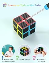 ROXENDA 2x2 Speed Cube Carbon Fiber Sticker ABS Durable Puzzles view 7