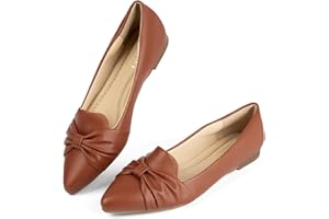 MUSSHOE Ballet Flats Dress Shoes for Women Comfortable Women's Pointed Toe Flat Slip On with Bow