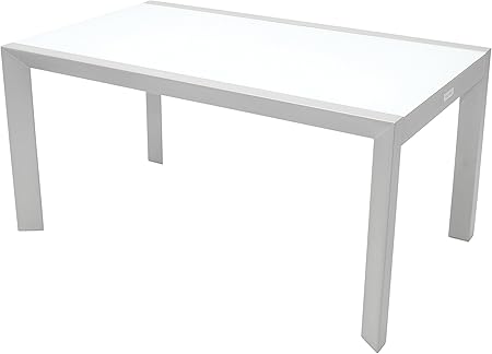 Amazon De Villana Stilvoller Gartentisch Aus Hochwertigem Aluminium In Grau Inkl Tischplatte Aus Starkem Glas Ca 150 X 90 X 74 Cm Grosser Gartentisch Dinnertisch Glastisch Wetterfest Zeitlos