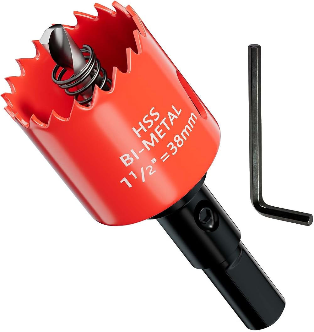 GARHWAL Bi-Metal Hole Saw 38 mm with Arbor and Pilot Bit for Wood Plastic
