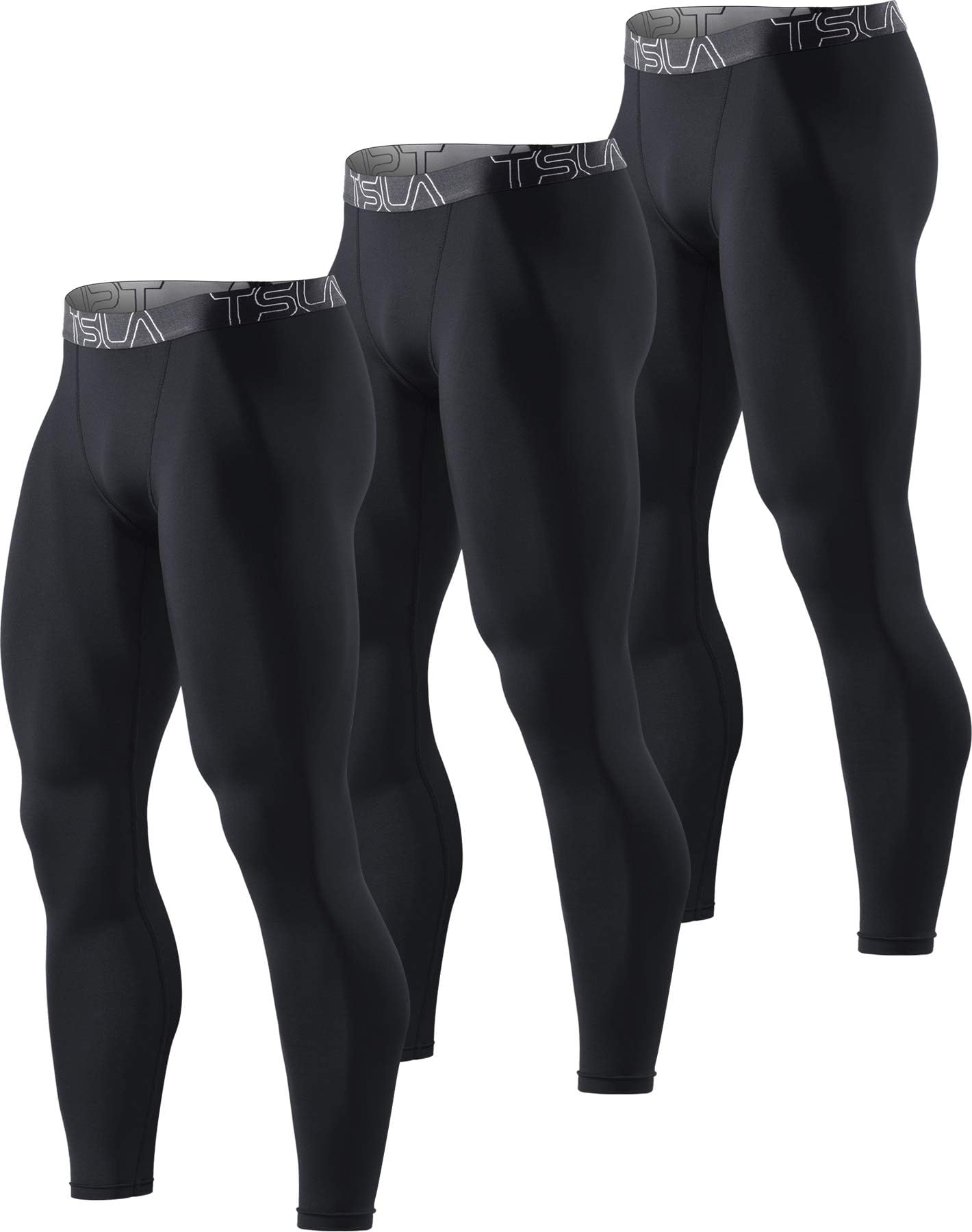 1, 2 or 3 Pack Men's Compression Pants, Cool Dry Athletic Workout Running Tights Leggings with Pocket/Non-Pocket