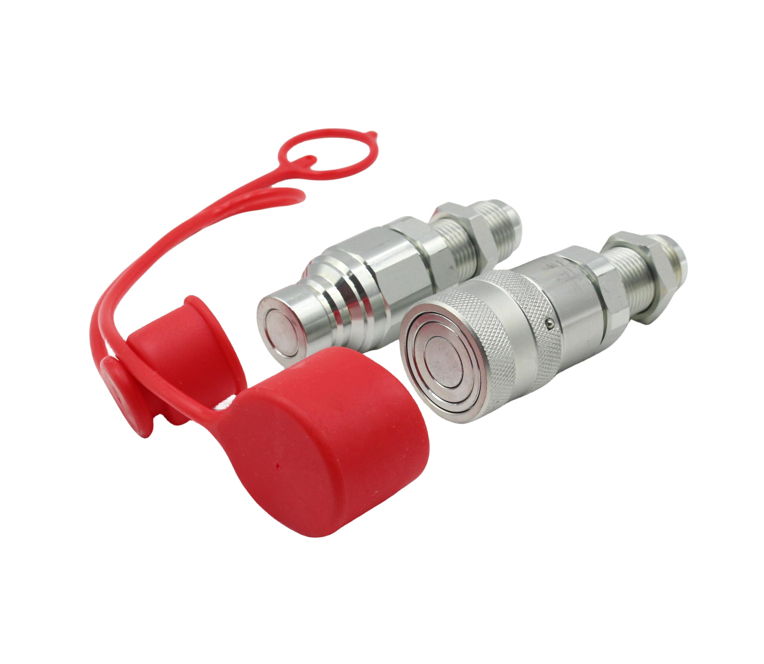 Photo 1 of Flat Face Hydraulic Quick Connect Couplers 1/2'' Body 5/8'' JIC(UNF7/8''), Hydraulic Quick Disconnect #10 JIC Bulkhead Skid Steer Mount ISO16028