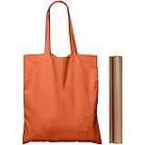 NPBAG 15 Pack 15'' X 16'' Orange Cotton Tote Bags, Blank Bulk Cloth bags with 1pc of PTFE Teflon Sheet