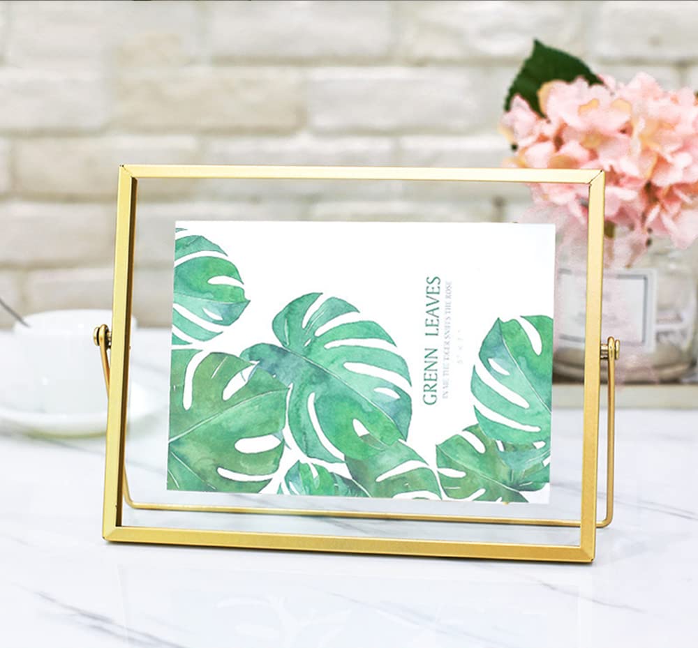 Gold Photo Frame Decor with Plexiglas Desk Pictures Display 5x7 to 6x8 desktop Picture Frames,Vintage Style ，for Photos, artwork, & More, Tabletop Display