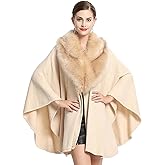 NCDIMS Womens Faux Fur Wraps and Shawls for Evening Dresses Formal Bridal Dressy Cape Warm Fall Winter Wedding Party Cloaks