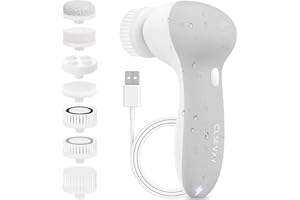 CLSEVXY Facial Cleansing Brush Face Scrubber: USB Rechargeable IPX7 Waterproof Electric Spin Cleanser Brush with 7 Brush Heads, Face Brushes for Cleansing and Exfoliating, Massaging