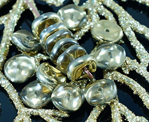 NEW SHAPE 20pcs Crystal Gold Half Waved Flat Round Disk One Hole Czech Glass Beads Disc 8mm