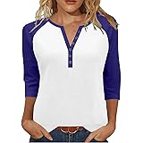 Henley Shirts for Women Y2K Contrast Color Block