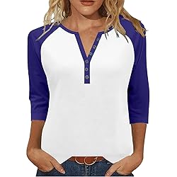 Henley Shirts for Women Y2K Contrast Color Block