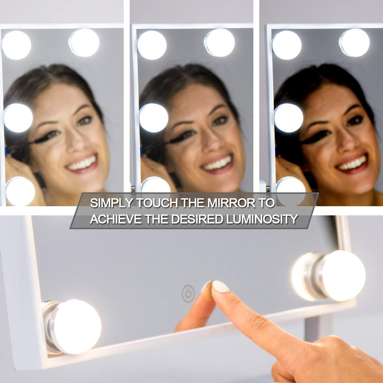WanEway Hollywood Lighted Vanity Mirror with LED Lights for Makeup Dressing Table Set Plug in Illuminated Cosmetic Mirror with 12 Dimmable Bulbs and Power Supply - Image 4