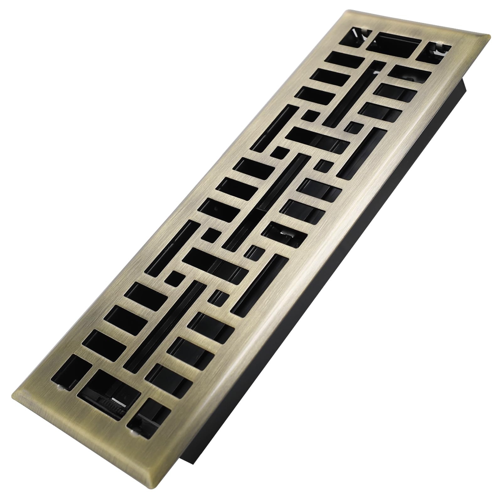 Photo 1 of Howeall 4x14 Inches Heavy Duty Walkable Floor Register Easy Adjust Air Supply Lever Floor Vents - Seattle Design - Vent Cover for Home Floor - Antique Brass