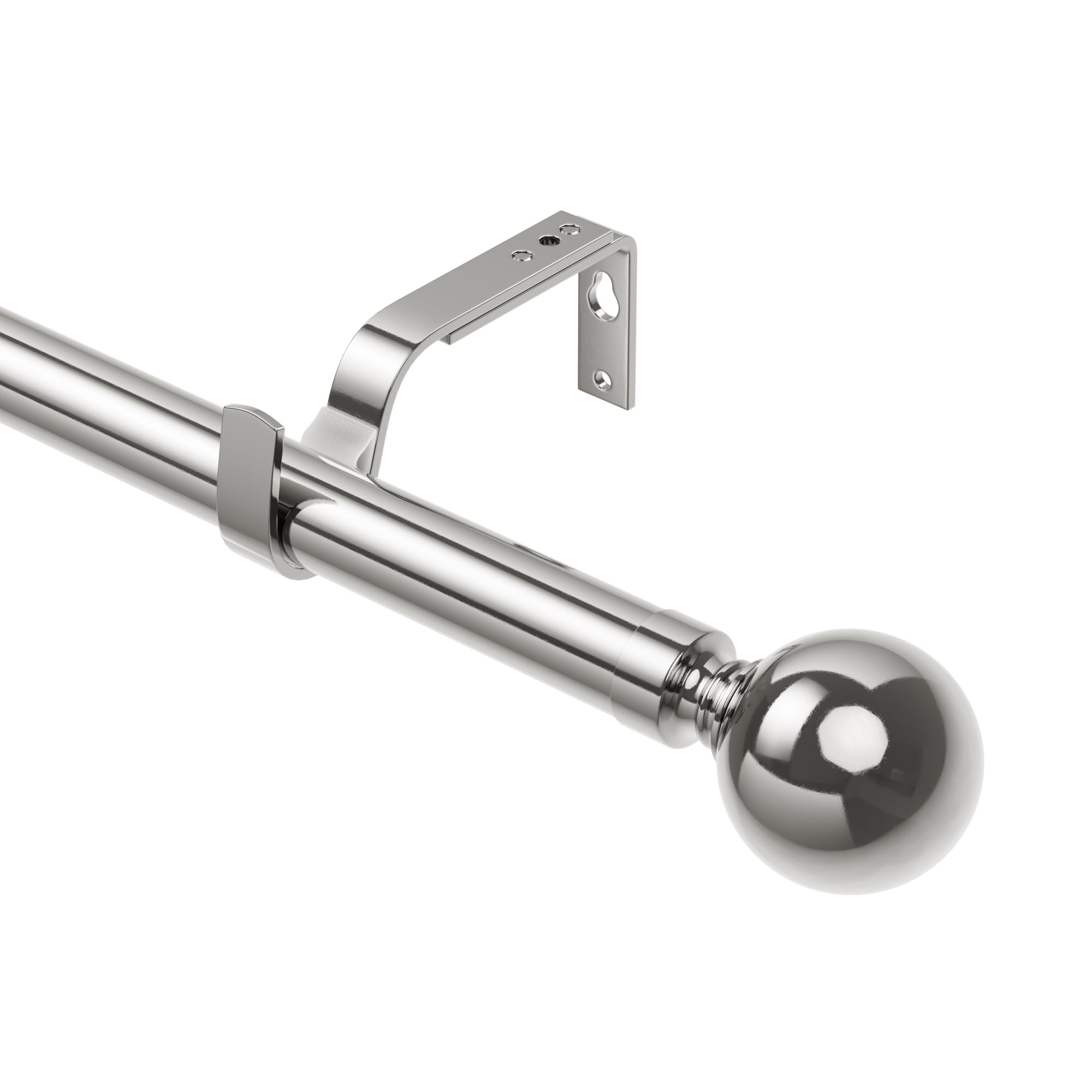 Extendable Curtain Rods 76-208cm, Dia 25mm Splicing Adjustable Curtain Pole with 60mm Metal Ball Finials for eyelet curtains, Heavy Duty Drapery Rods for Bedroom, Living room, Office