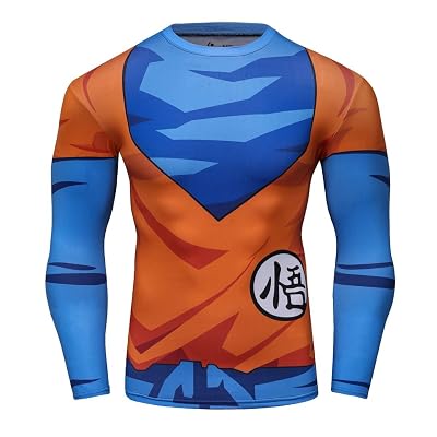 Red Plume Mens 3D Compression Long Sleeve Shirt Skin Tight Anime Printing Tee