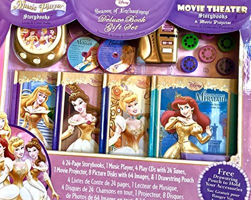 Disney Princess Season of Enchantmet Delux Book Gift Set Featuring Music Player and Movie Theatre with Toy Projector Story Books