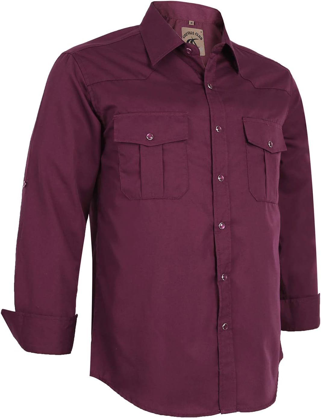 Coevals Club Men's Western Plaid Pearl Snap Buttons Two Pockets Casual Long Sleeve Shirts