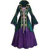 Nuoqi Renaissance Dress Women Sisters Witch Cosplay Halloween Medieval Costume