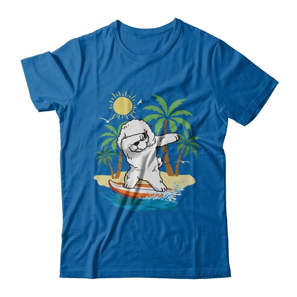  Summer Vacation Dabbing Poodle Surfing Surfboard Gift Shirt Short Sleeve Tee