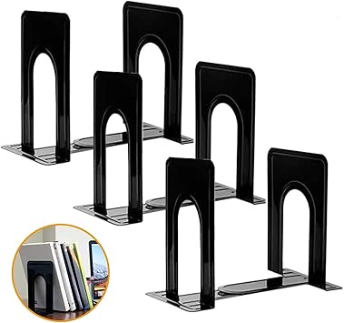 Amazon Com Umikk Bookends Black Metal Nonskid Bookend Supports For Shelves Heavy Duty Books End Office Book Stopper 6 X 5 X 6 Inches 6 Pieces 3 Pairs Black Home Kitchen