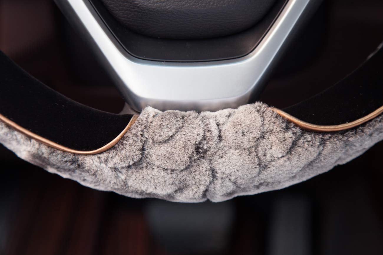 Best-Shops Warm Soft Plush Wool Steering Wheel Cover Furry Fluffy Car Accessory