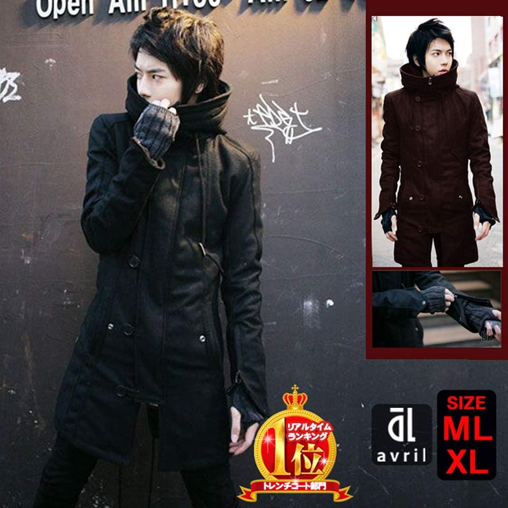 Amazon モッズコート メンズ スプリングコート コート ボリュームネック フード付 ミリタリー ブラック 黒 お兄系 着こなし コート ジャケット 通販