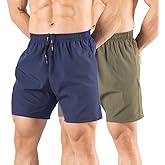 Gaglg Men's 5" Running Shorts 2 Pack Quick Dry Athletic Workout Gym Shorts with Zipper Pockets