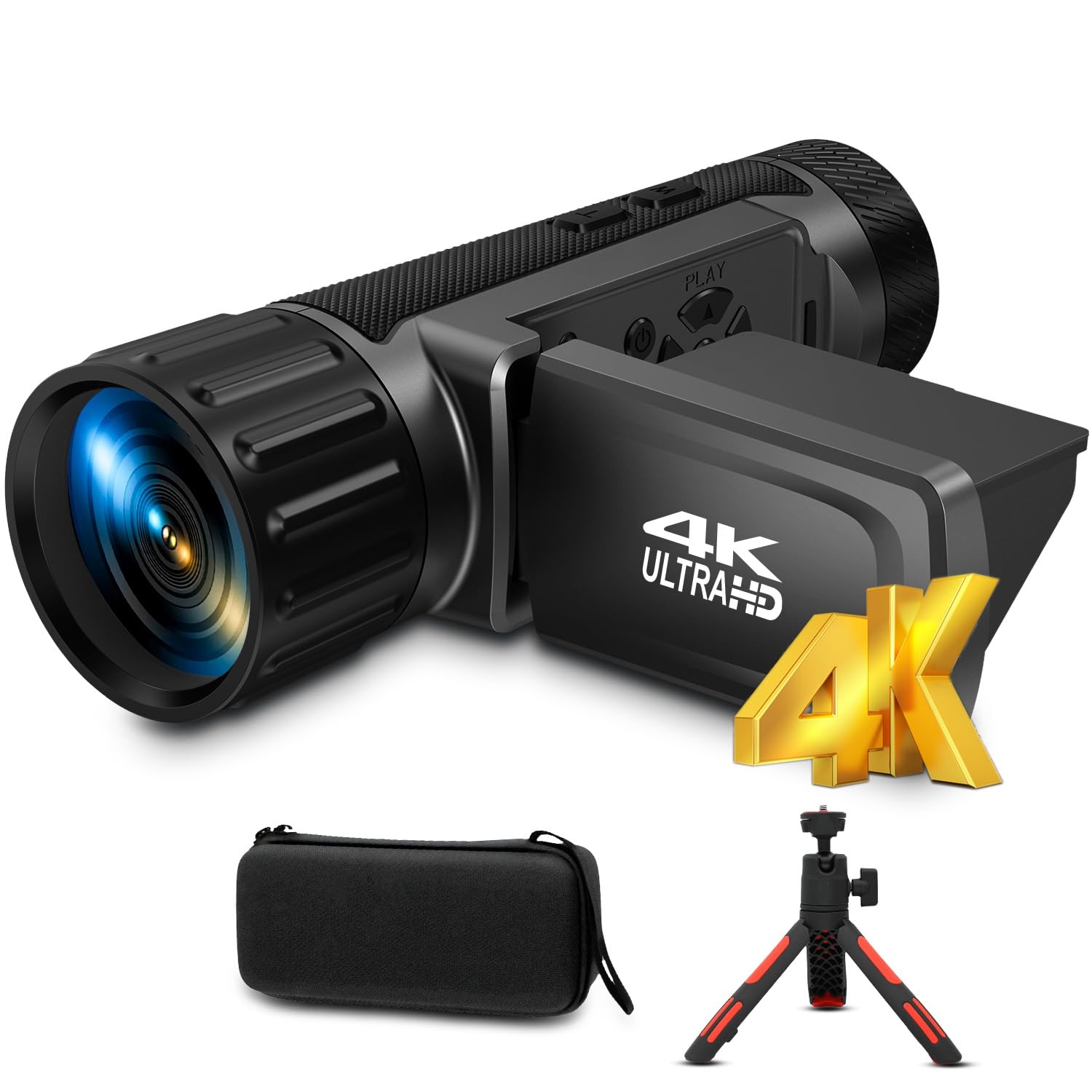 Photo 1 of 2 in 1 Monocular Telescope Camera, Max 4000ft 104X Digital Telescope with 3.0" Screen/Hood/Battery/SD Card/Case, 4K Video Camera Camcorder Manual Focus 48MP Photo Timelapse Camera