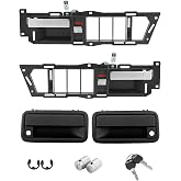 Interior &amp; Exterior Door Handle Set, Compatible with 1988-1994 Chevy GMC | K1500 K2500 K3500 C1500 C2500 C3500 Pickup Suburban, Blazer, Yukon, Front Left &amp; Right, Metal Lever, w/ Lock Cylinders &amp; Keys